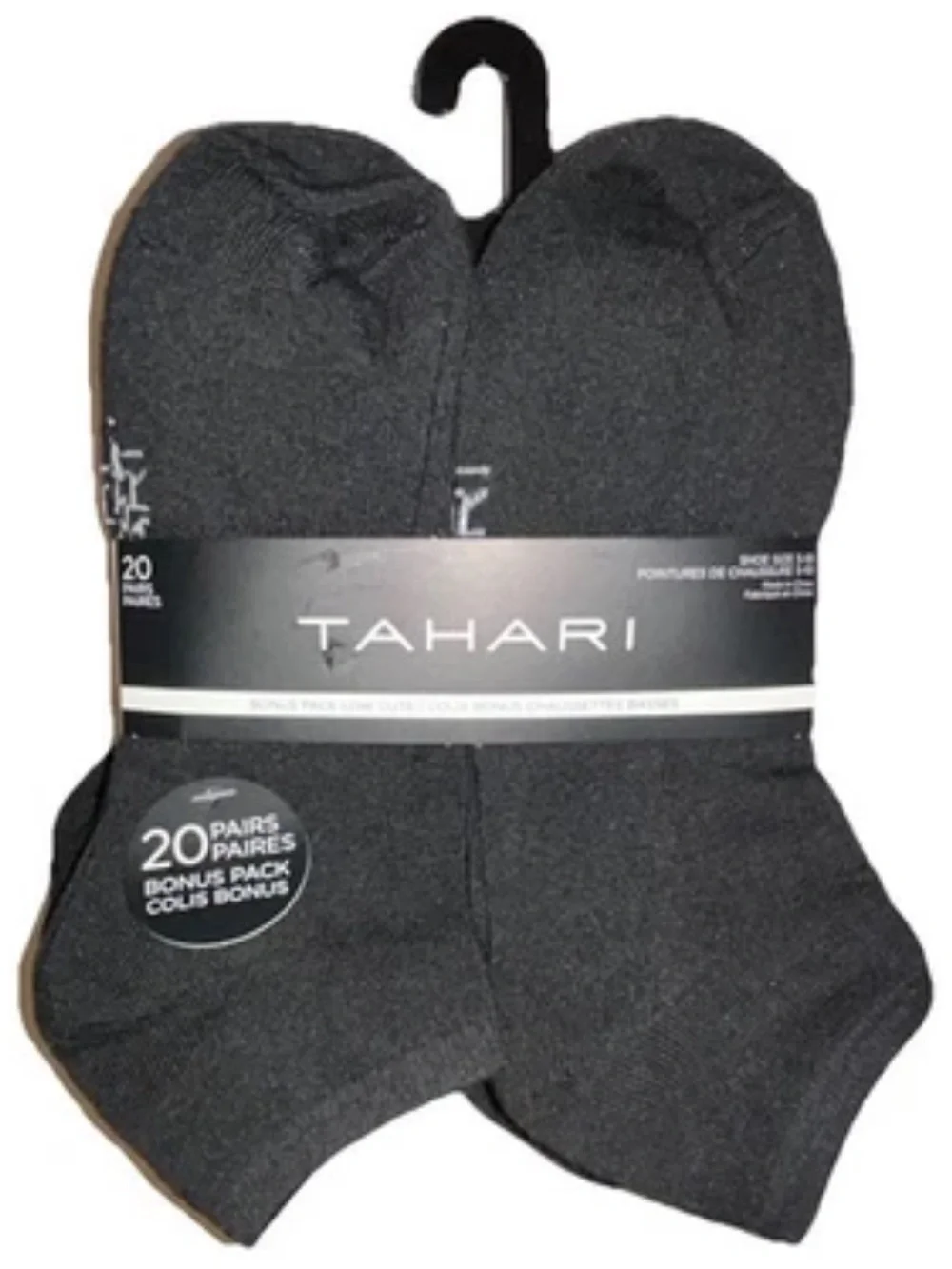 Tahari Low Cut Socks 20 Pair Women's Shoe Size 5-10 Black w White Logo NEW! $48